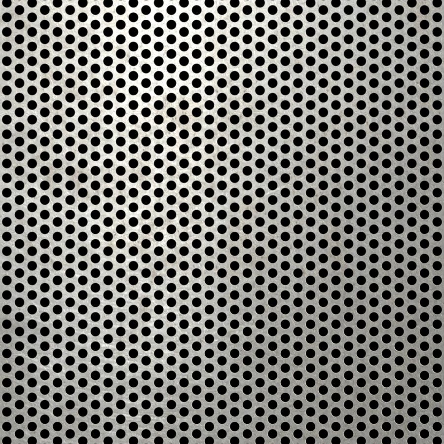 McNICHOLS® Perforated Metal Round, Stainless Steel, Type 316L, 16 Gauge (.0625" Thick), 1/8" Round on 3/16" Staggered Centers, 40% Open Area