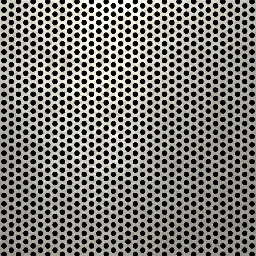 McNICHOLS® Perforated Metal Round, Stainless Steel, Type 316L, 20 Gauge (.0375" Thick), 1/8" Round on 3/16" Staggered Centers, 40% Open Area