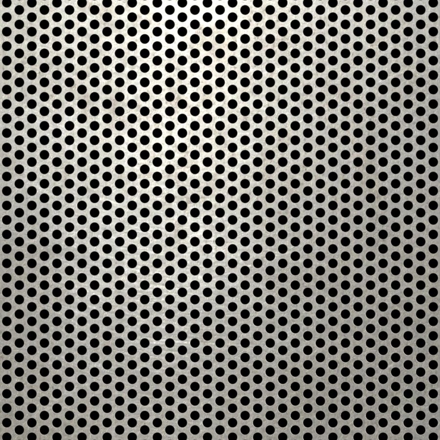 McNICHOLS® Perforated Metal Round, Stainless Steel, Type 316L, 20 Gauge (.0375" Thick), 1/8" Round on 3/16" Staggered Centers, 40% Open Area McNICHOLS® Perforated Metal Round, Stainless Steel, Type 316L, 20 Gauge (.0375" Thick), 1/8" Round on 3/16" Staggered Centers, 40% Open Area