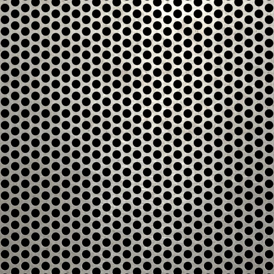 McNICHOLS® Perforated Metal Round, Stainless Steel, Type 316L, 20 Gauge (.0375" Thick), 3/16" Round on 1/4" Staggered Centers, 51% Open Area McNICHOLS® Perforated Metal Round, Stainless Steel, Type 316L, 20 Gauge (.0375" Thick), 3/16" Round on 1/4" Staggered Centers, 51% Open Area