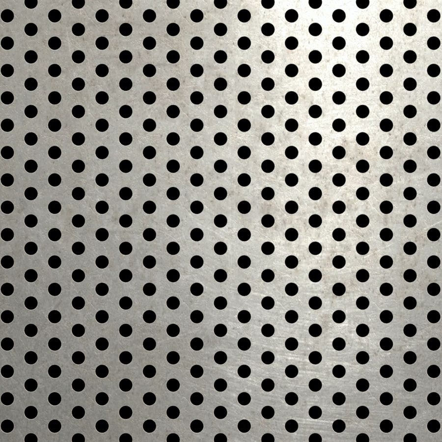 McNICHOLS® Perforated Metal Round, Stainless Steel, Type 316L, 16 Gauge (.0625" Thick), 3/16" Round on 3/8" Staggered Centers, 23% Open Area McNICHOLS® Perforated Metal Round, Stainless Steel, Type 316L, 16 Gauge (.0625" Thick), 3/16" Round on 3/8" Staggered Centers, 23% Open Area