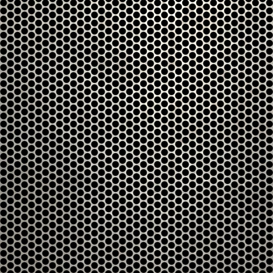 McNICHOLS® Perforated Metal Round, Stainless Steel, Type 316L, 18 Gauge (.0500" Thick), 5/32" Round on 3/16" Staggered Centers, 63% Open Area McNICHOLS® Perforated Metal Round, Stainless Steel, Type 316L, 18 Gauge (.0500" Thick), 5/32" Round on 3/16" Staggered Centers, 63% Open Area