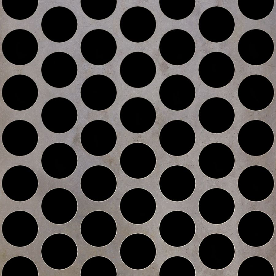 McNICHOLS® Perforated Metal Round, Carbon Steel, HRPO, 1/4" Gauge (.2500" Thick), 1" Round on 1-1/4" Staggered Centers, 58% Open Area McNICHOLS® Perforated Metal Round, Carbon Steel, HRPO, 1/4" Gauge (.2500" Thick), 1" Round on 1-1/4" Staggered Centers, 58% Open Area
