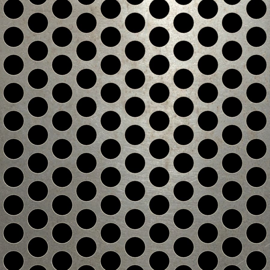 McNICHOLS® Perforated Metal Round, Carbon Steel, Cold Rolled, 16 Gauge (.0598" Thick), 1/2" Round on 11/16" Staggered Centers, 48% Open Area McNICHOLS® Perforated Metal Round, Carbon Steel, Cold Rolled, 16 Gauge (.0598" Thick), 1/2" Round on 11/16" Staggered Centers, 48% Open Area