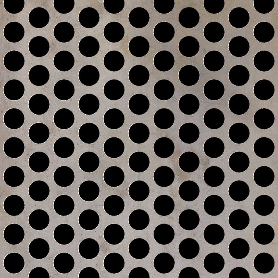 McNICHOLS® Perforated Metal Round, Carbon Steel, HRPO, 3/16" Gauge (.1875" Thick), 1/2" Round on 11/16" Staggered Centers, 48% Open Area McNICHOLS® Perforated Metal Round, Carbon Steel, HRPO, 3/16" Gauge (.1875" Thick), 1/2" Round on 11/16" Staggered Centers, 48% Open Area