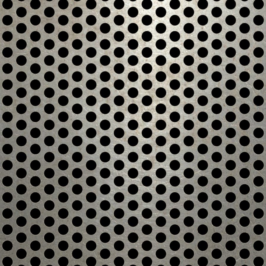 McNICHOLS® Perforated Metal Round, Carbon Steel, Cold Rolled, 18 Gauge (.0478" Thick), 1/4" Round on 3/8" Staggered Centers, 40% Open Area