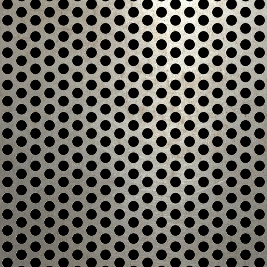 McNICHOLS® Perforated Metal Round, Carbon Steel, Cold Rolled, 20 Gauge (.0359" Thick), 1/4" Round on 3/8" Staggered Centers, 40% Open Area McNICHOLS® Perforated Metal Round, Carbon Steel, Cold Rolled, 20 Gauge (.0359" Thick), 1/4" Round on 3/8" Staggered Centers, 40% Open Area