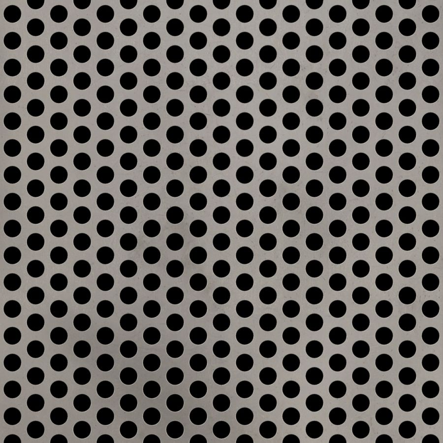 McNICHOLS® Perforated Metal Round, Carbon Steel, HRPO, 1/4" Gauge (.2500" Thick), 1/4" Round on 3/8" Staggered Centers, 40% Open Area