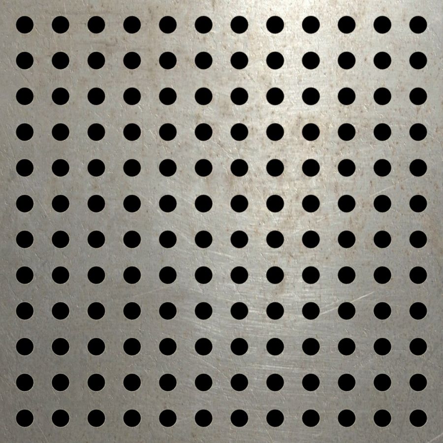 McNICHOLS® Perforated Metal Round, Carbon Steel, Cold Rolled, 20 Gauge (.0359" Thick), 1/4" Round on 1/2" Straight Centers, 20% Open Area