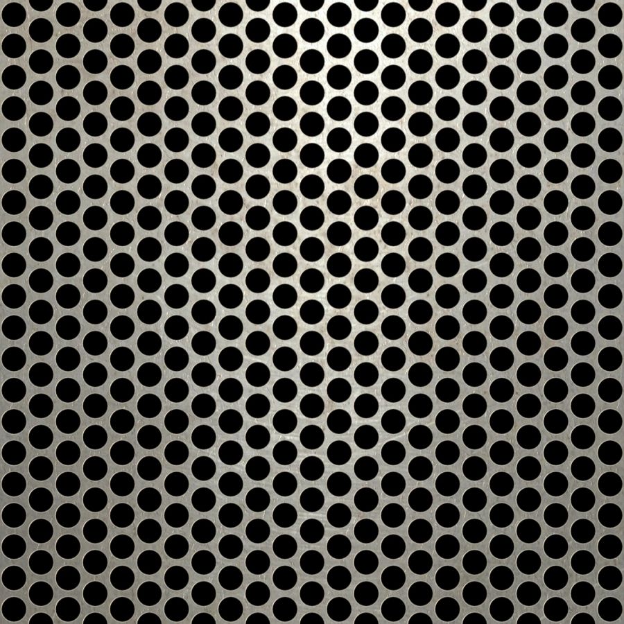 McNICHOLS® Perforated Metal Round, Carbon Steel, HRPO, 14 Gauge (.0747" Thick), 1/4" Round on 5/16" Staggered Centers, 58% Open Area