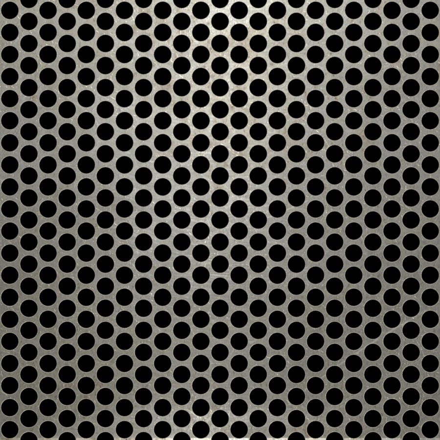 McNICHOLS® Perforated Metal Round, Carbon Steel, Cold Rolled, 20 Gauge (.0359" Thick), 1/4" Round on 5/16" Staggered Centers, 58% Open Area