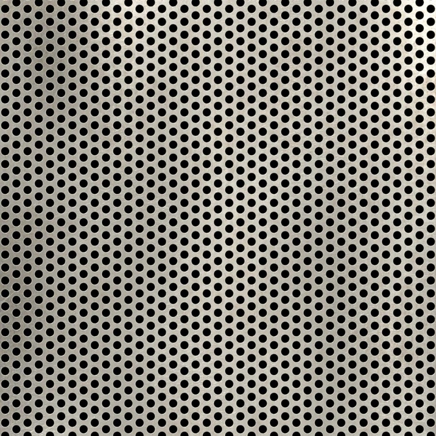 McNICHOLS® Perforated Metal Round, Carbon Steel, Cold Rolled, 16 Gauge (.0598" Thick), 1/8" Round on 3/16" Staggered Centers, 40% Open Area