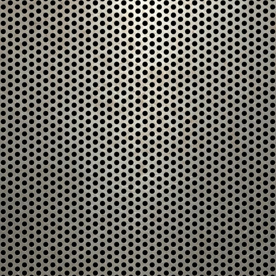 McNICHOLS® Perforated Metal Round, Carbon Steel, Cold Rolled, 22 Gauge (.0299" Thick), 1/8" Round on 3/16" Staggered Centers, 40% Open Area