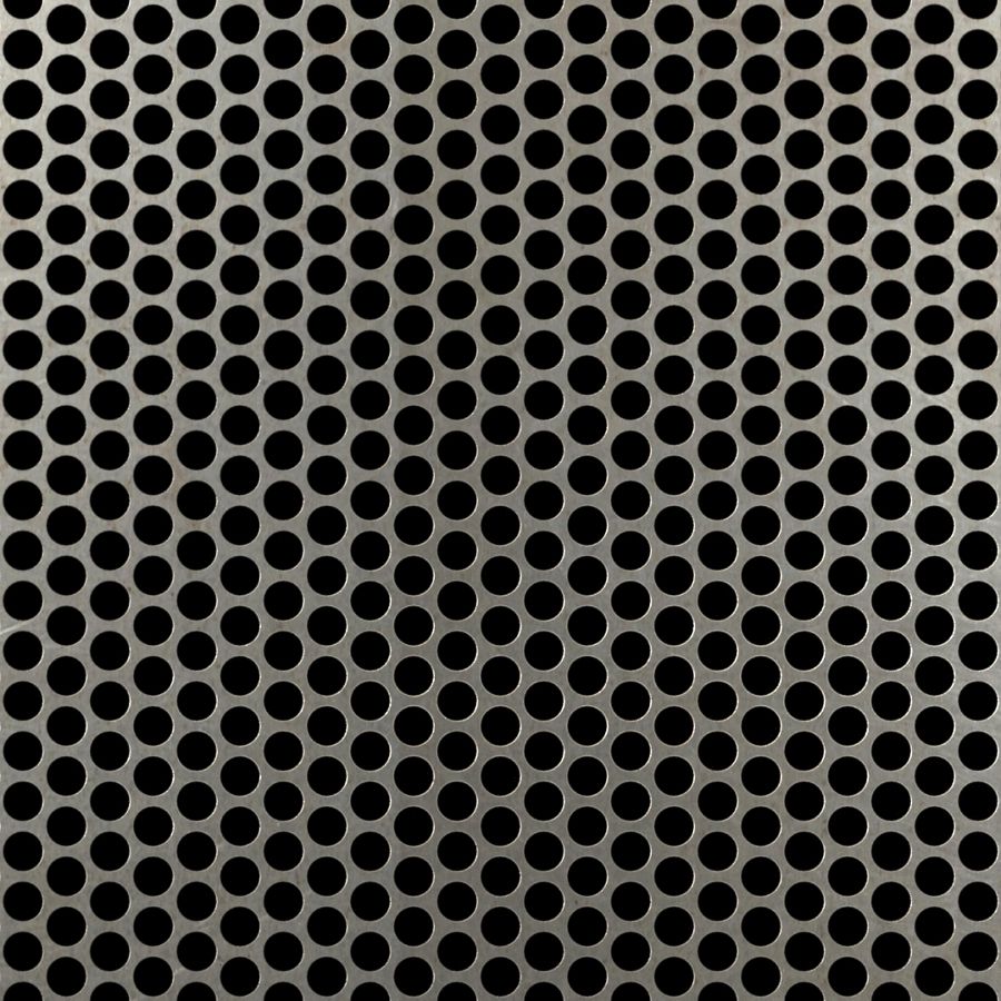 McNICHOLS® Perforated Metal Round, Carbon Steel, Cold Rolled, 16 Gauge (.0598" Thick), 1/4" Round on 5/16" Staggered Centers, 58% Open Area