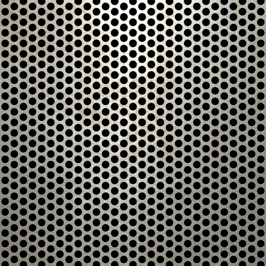 McNICHOLS® Perforated Metal Round, Carbon Steel, Cold Rolled, 22 Gauge (.0299" Thick), 3/16" Round on 1/4" Staggered Centers, 51% Open Area McNICHOLS® Perforated Metal Round, Carbon Steel, Cold Rolled, 22 Gauge (.0299" Thick), 3/16" Round on 1/4" Staggered Centers, 51% Open Area