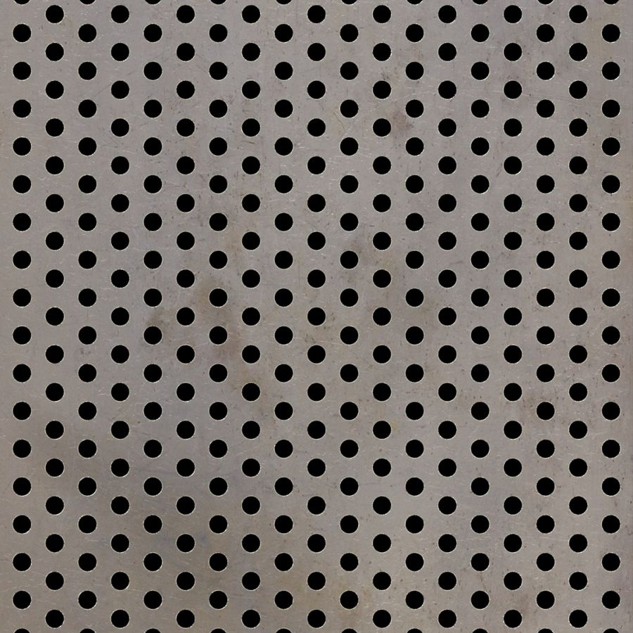 McNICHOLS® Perforated Metal Round, Carbon Steel, HRPO, 14 Gauge (.0747" Thick), 3/16" Round on 3/8" Staggered Centers, 23% Open Area McNICHOLS® Perforated Metal Round, Carbon Steel, HRPO, 14 Gauge (.0747" Thick), 3/16" Round on 3/8" Staggered Centers, 23% Open Area