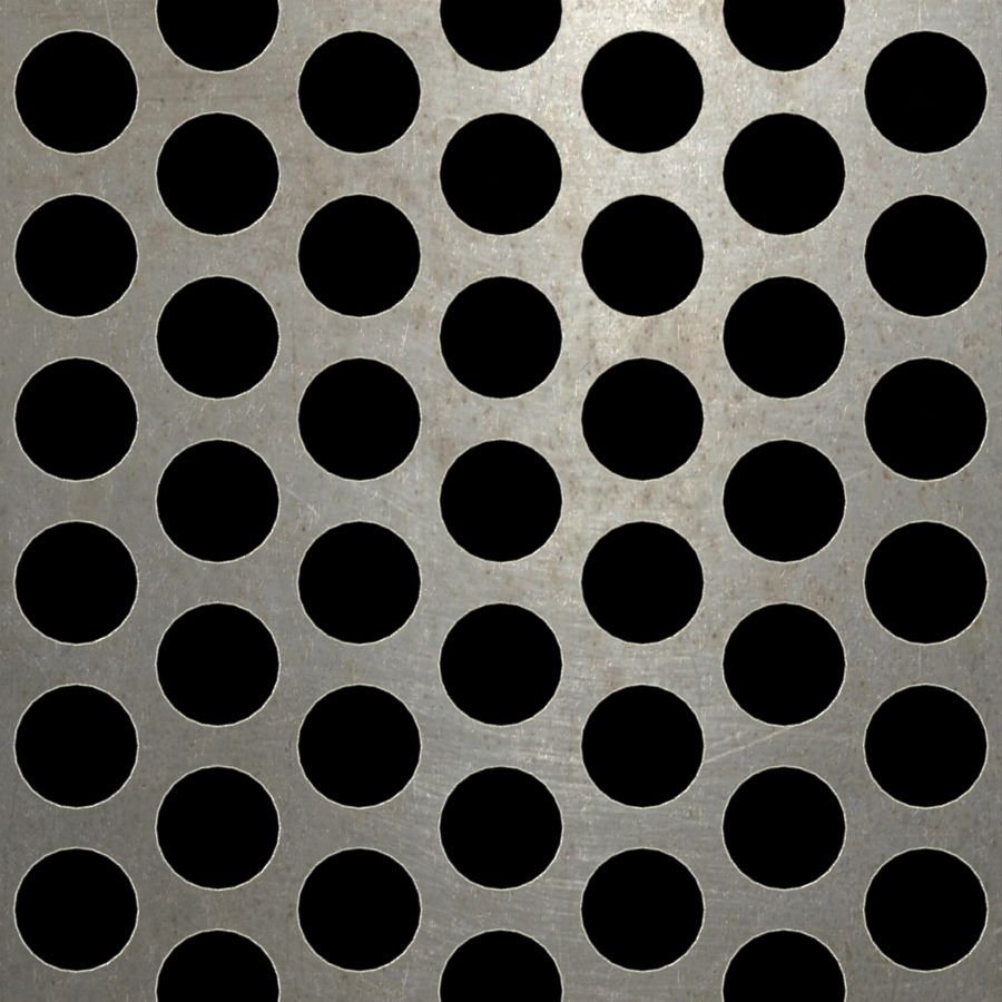 McNICHOLS® Perforated Metal Round, Carbon Steel, HRPO, 11 Gauge (.1196" Thick), 3/4" Round on 1" Staggered Centers, 51% Open Area McNICHOLS® Perforated Metal Round, Carbon Steel, HRPO, 11 Gauge (.1196" Thick), 3/4" Round on 1" Staggered Centers, 51% Open Area
