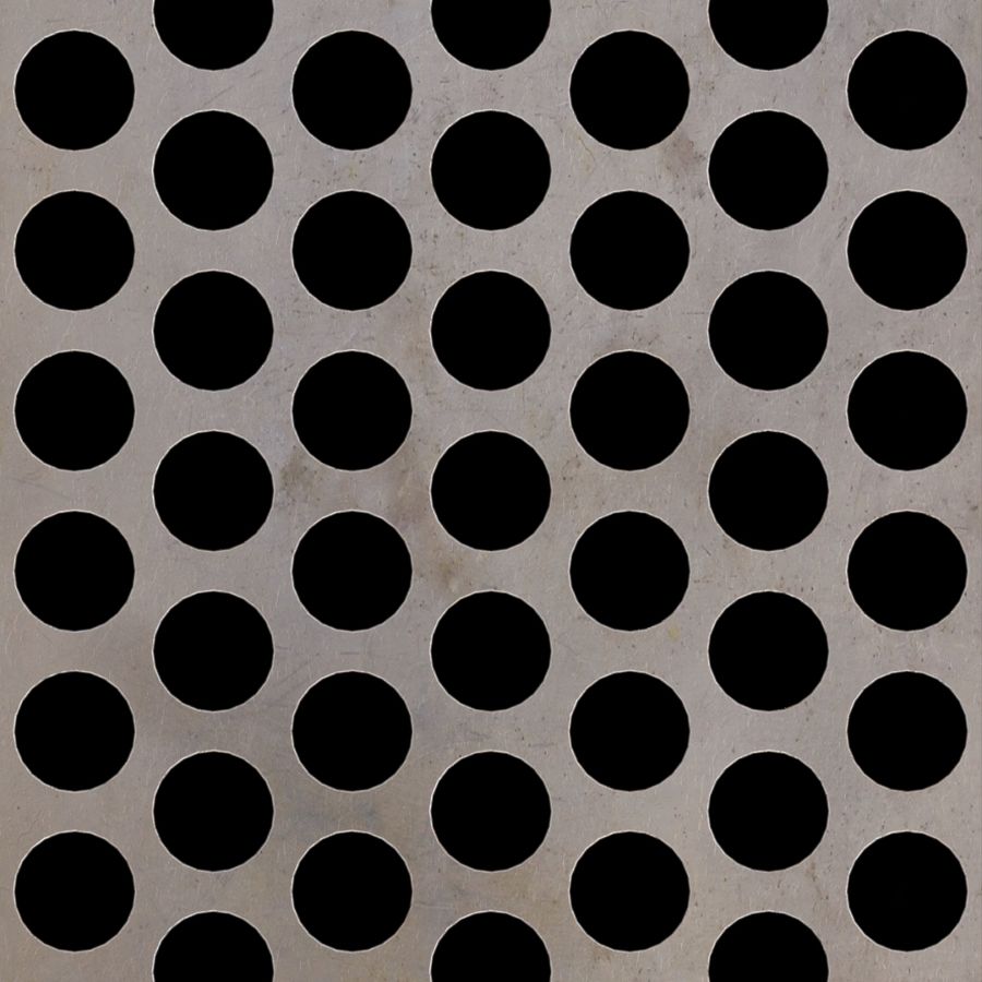 McNICHOLS® Perforated Metal Round, Carbon Steel, HRPO, 3/16" Gauge (.1875" Thick), 3/4" Round on 1" Staggered Centers, 51% Open Area McNICHOLS® Perforated Metal Round, Carbon Steel, HRPO, 3/16" Gauge (.1875" Thick), 3/4" Round on 1" Staggered Centers, 51% Open Area