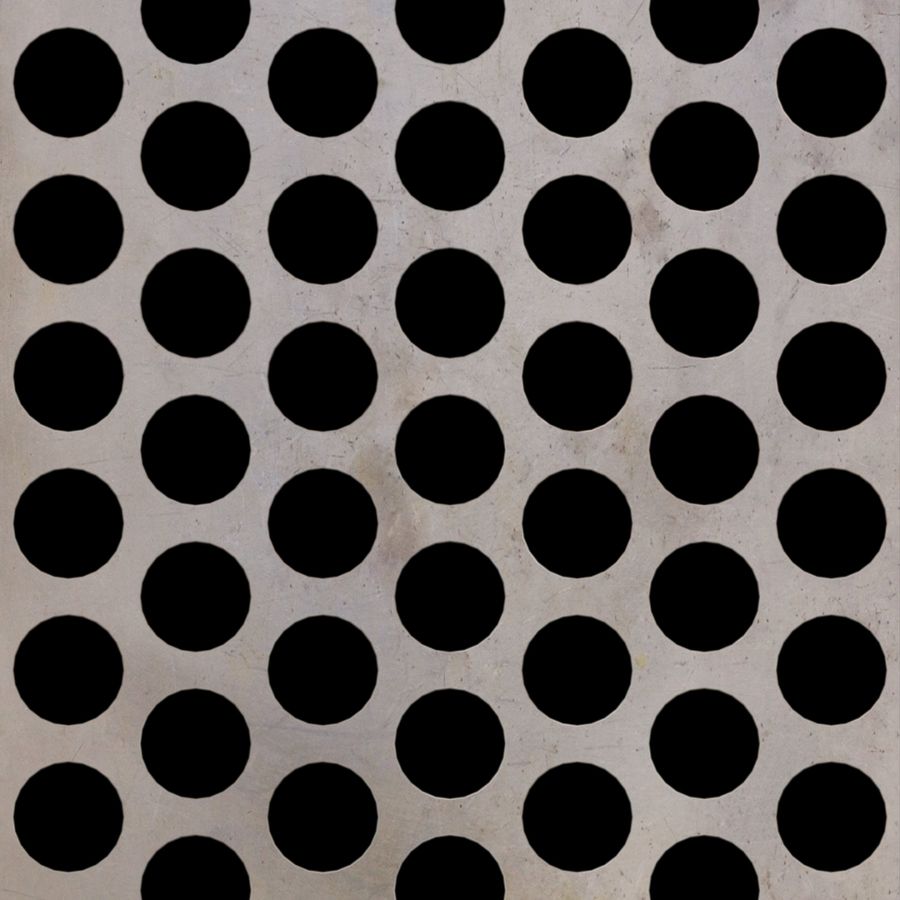 McNICHOLS® Perforated Metal Round, Carbon Steel, HRPO, 1/4" Gauge (.2500" Thick), 3/4" Round on 1" Staggered Centers, 51% Open Area