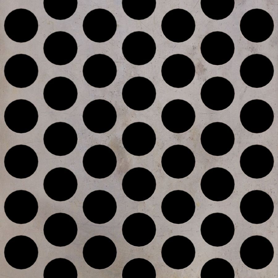 McNICHOLS® Perforated Metal Round, Carbon Steel, HRPO, 1/4" Gauge (.2500" Thick), 3/4" Round on 1" Staggered Centers, 51% Open Area McNICHOLS® Perforated Metal Round, Carbon Steel, HRPO, 1/4" Gauge (.2500" Thick), 3/4" Round on 1" Staggered Centers, 51% Open Area