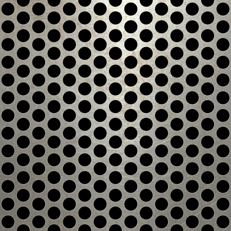 McNICHOLS® Perforated Metal Round, Carbon Steel, Cold Rolled, 16 Gauge (.0598" Thick), 3/8" Round on 1/2" Staggered Centers, 51% Open Area McNICHOLS® Perforated Metal Round, Carbon Steel, Cold Rolled, 16 Gauge (.0598" Thick), 3/8" Round on 1/2" Staggered Centers, 51% Open Area