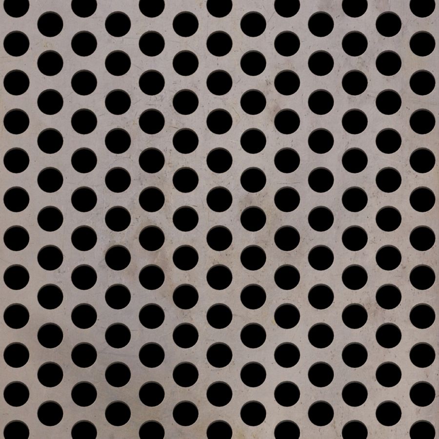 McNICHOLS® Perforated Metal Round, Carbon Steel, HRPO, 1/4" Gauge (.2500" Thick), 3/8" Round on 9/16" Staggered Centers, 40% Open Area