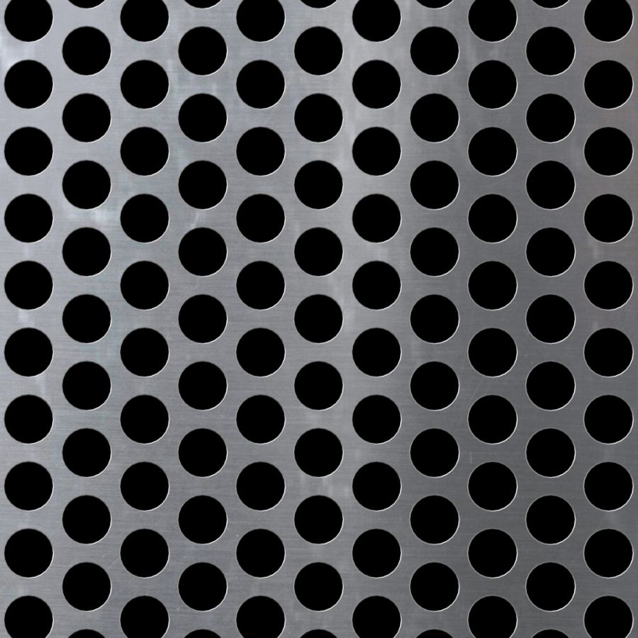 McNICHOLS® Perforated Metal Round, Aluminum, Alloy 5052-H32, .1250" Thick (8 Gauge), 1/2" Round on 11/16" Staggered Centers, 48% Open Area