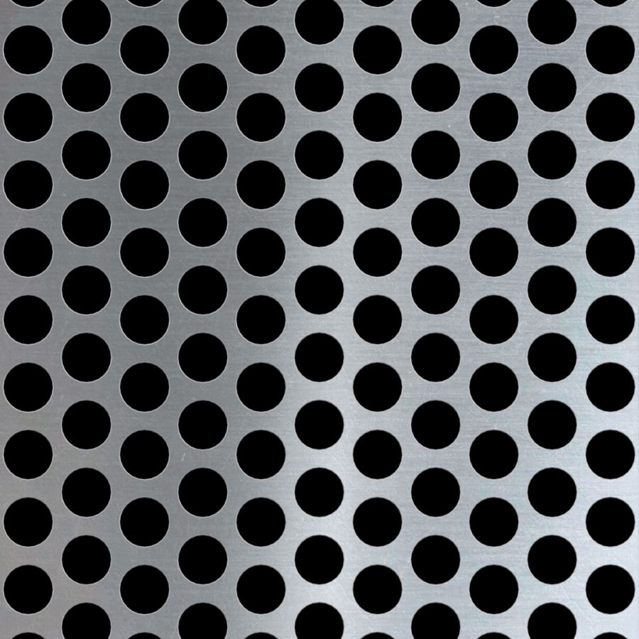 McNICHOLS® Perforated Metal Round, Aluminum, Alloy 3003-H14, .0630" Thick (14 Gauge), 1/2" Round on 11/16" Staggered Centers, 48% Open Area