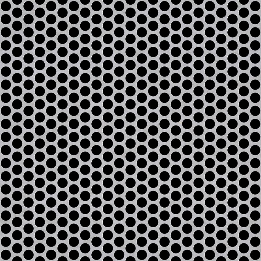 McNICHOLS® Perforated Metal Round, Aluminum, Alloy 3003-H14, .0400" Thick (18 Gauge), 1/4" Round on 3/8" Staggered Centers, 40% Open Area