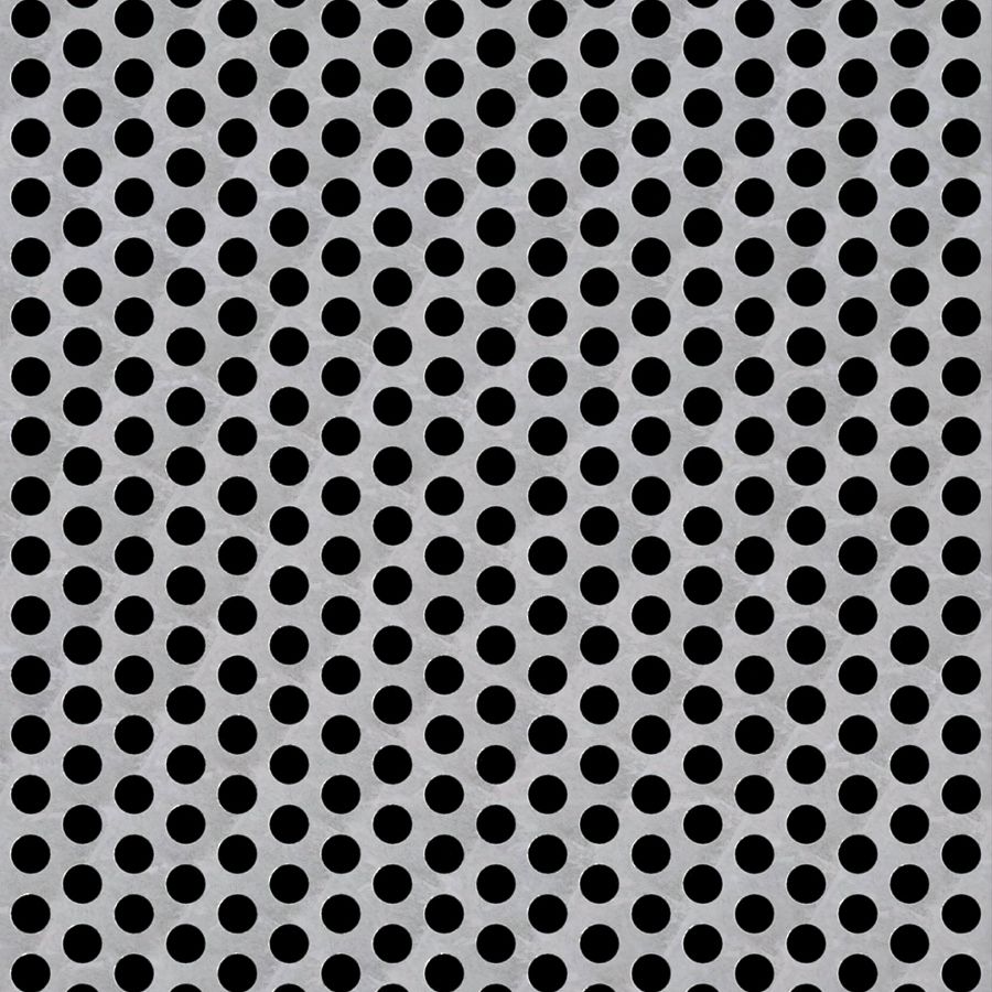McNICHOLS® Perforated Metal Round, Aluminum, Alloy 3003-H14, .0630" Thick (14 Gauge), 1/4" Round on 3/8" Staggered Centers, 40% Open Area