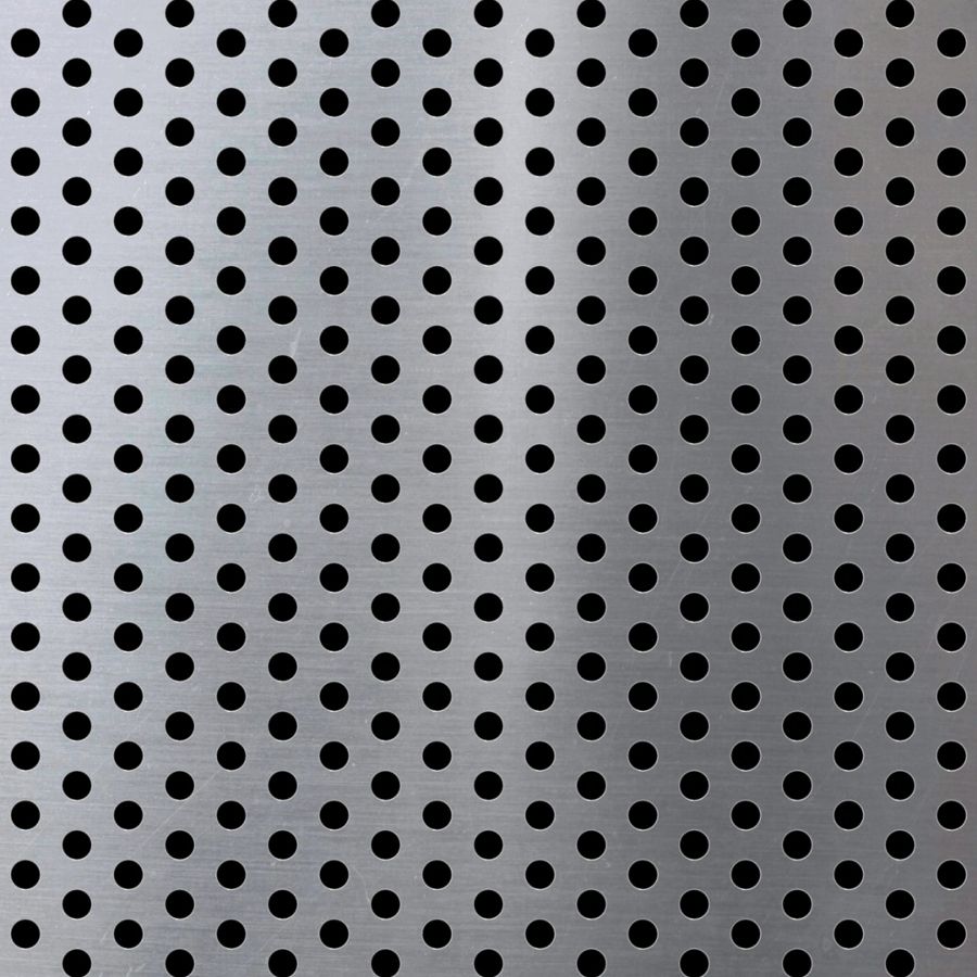 McNICHOLS® Perforated Metal Round, Aluminum, Alloy 5052-H32, .0400" Thick (18 Gauge), 3/16" Round on 3/8" Staggered Centers, 23% Open Area