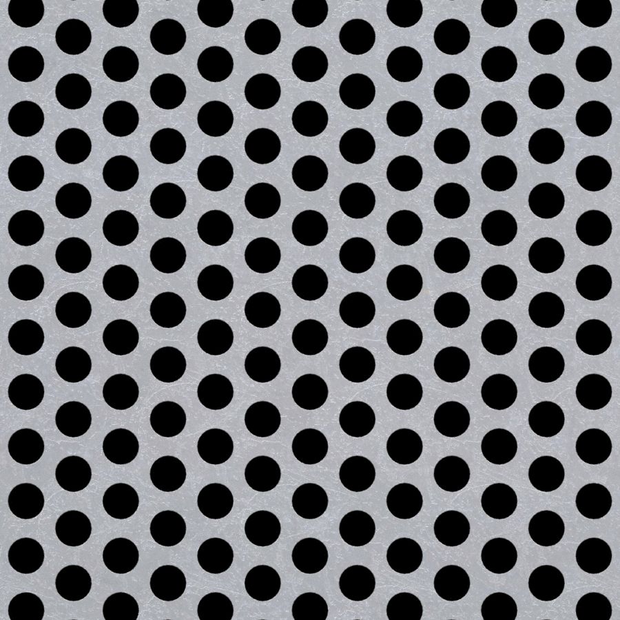 McNICHOLS® Perforated Metal Round, Aluminum, Alloy 3003-H14, .0630" Thick (14 Gauge), 3/8" Round on 9/16" Staggered Centers, 40% Open Area