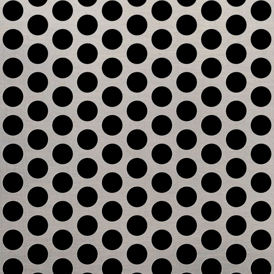 McNICHOLS® Perforated Metal Round, Stainless Steel, Type 304, 1/4" Gauge (.2500" Thick), 1/2" Round on 11/16" Staggered Centers, 48% Open Area McNICHOLS® Perforated Metal Round, Stainless Steel, Type 304, 1/4" Gauge (.2500" Thick), 1/2" Round on 11/16" Staggered Centers, 48% Open Area