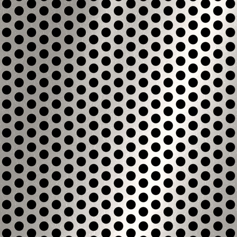 McNICHOLS® Perforated Metal Round, Stainless Steel, Type 304, 18 Gauge (.0500" Thick), 1/4" Round on 3/8" Staggered Centers, 40% Open Area McNICHOLS® Perforated Metal Round, Stainless Steel, Type 304, 18 Gauge (.0500" Thick), 1/4" Round on 3/8" Staggered Centers, 40% Open Area