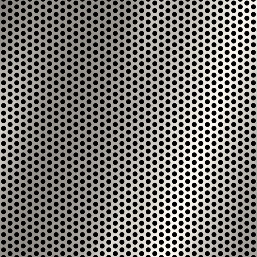 McNICHOLS® Perforated Metal Round, Stainless Steel, Type 304, 14 Gauge (.0781" Thick), 1/8" Round on 3/16" Staggered Centers, 40% Open Area McNICHOLS® Perforated Metal Round, Stainless Steel, Type 304, 14 Gauge (.0781" Thick), 1/8" Round on 3/16" Staggered Centers, 40% Open Area