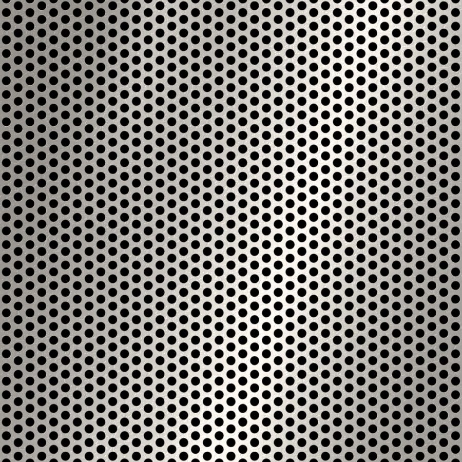 McNICHOLS® Perforated Metal Round, Stainless Steel, Type 304, 18 Gauge (.0500" Thick), 1/8" Round on 3/16" Staggered Centers, 40% Open Area