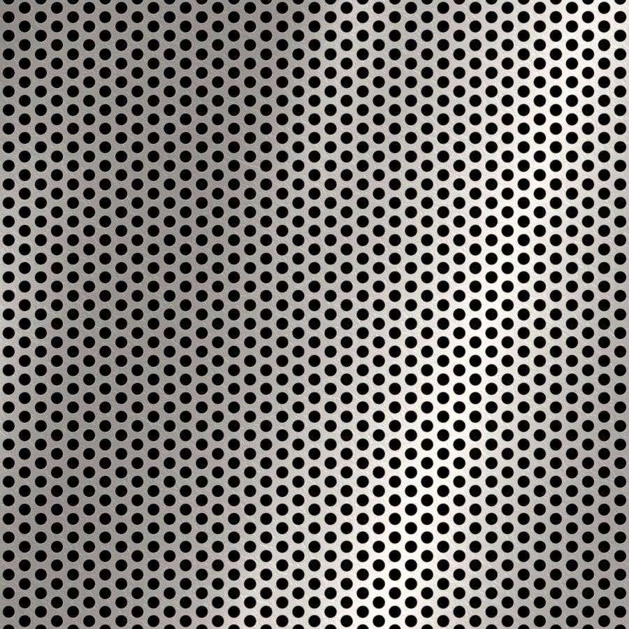 McNICHOLS® Perforated Metal Round, Stainless Steel, Type 304, 22 Gauge (.0312" Thick), 1/8" Round on 3/16" Staggered Centers, 40% Open Area