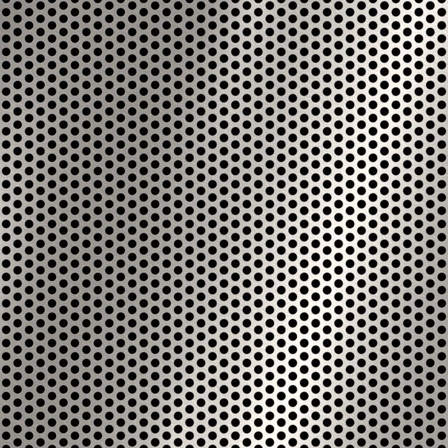 McNICHOLS® Perforated Metal Round, Stainless Steel, Type 304, 22 Gauge (.0312" Thick), 1/8" Round on 3/16" Staggered Centers, 40% Open Area McNICHOLS® Perforated Metal Round, Stainless Steel, Type 304, 22 Gauge (.0312" Thick), 1/8" Round on 3/16" Staggered Centers, 40% Open Area