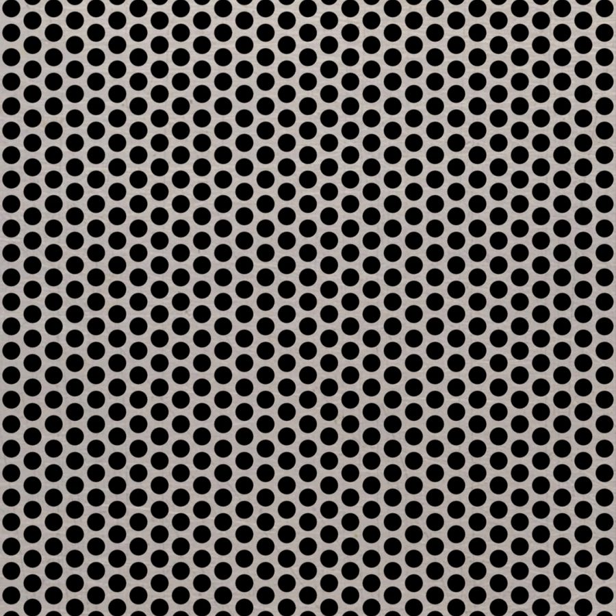 McNICHOLS® Perforated Metal Round, Stainless Steel, Type 304, 20 Gauge (.0375" Thick), 3/16" Round on 1/4" Staggered Centers, 51% Open Area McNICHOLS® Perforated Metal Round, Stainless Steel, Type 304, 20 Gauge (.0375" Thick), 3/16" Round on 1/4" Staggered Centers, 51% Open Area