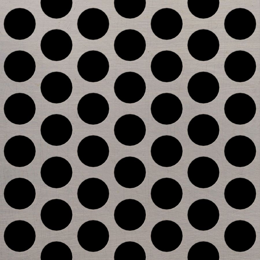 McNICHOLS® Perforated Metal Round, Stainless Steel, Type 304, 16 Gauge (.0625" Thick), 3/4" Round on 1" Staggered Centers, 51% Open Area