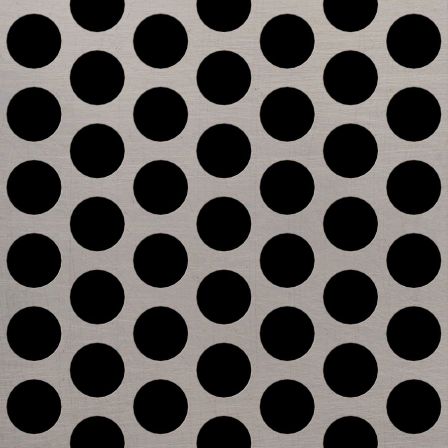 McNICHOLS® Perforated Metal Round, Stainless Steel, Type 304, 16 Gauge (.0625" Thick), 3/4" Round on 1" Staggered Centers, 51% Open Area McNICHOLS® Perforated Metal Round, Stainless Steel, Type 304, 16 Gauge (.0625" Thick), 3/4" Round on 1" Staggered Centers, 51% Open Area