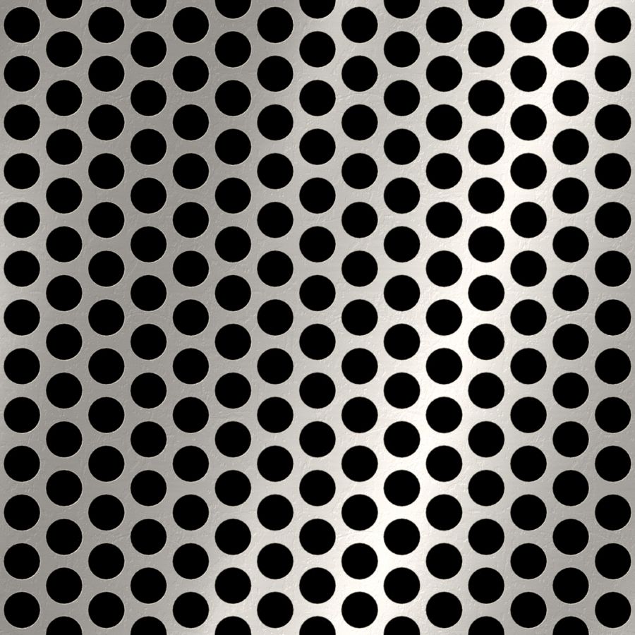 McNICHOLS® Perforated Metal Round, Stainless Steel, Type 304, 11 Gauge (.1250" Thick), 3/8" Round on 1/2" Staggered Centers, 51% Open Area