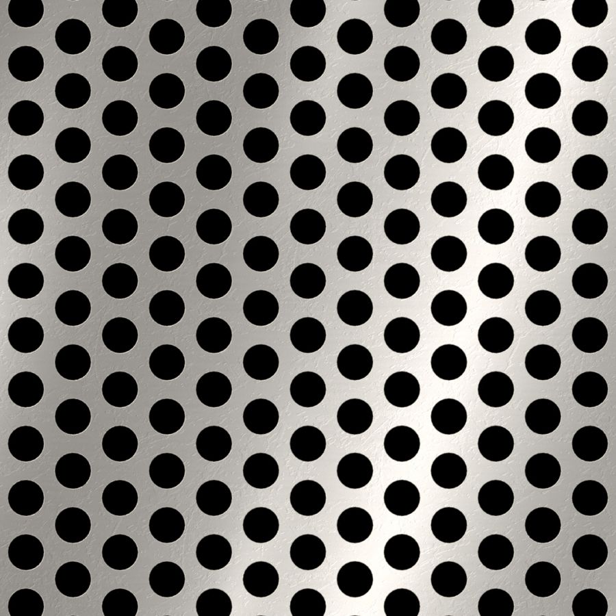 McNICHOLS® Perforated Metal Round, Stainless Steel, Type 304, 14 Gauge (.0781" Thick), 3/8" Round on 9/16" Staggered Centers, 40% Open Area McNICHOLS® Perforated Metal Round, Stainless Steel, Type 304, 14 Gauge (.0781" Thick), 3/8" Round on 9/16" Staggered Centers, 40% Open Area