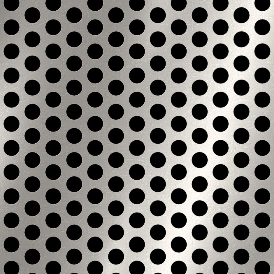 McNICHOLS® Perforated Metal Round, Stainless Steel, Type 304, 16 Gauge (.0625" Thick), 3/8" Round on 9/16" Staggered Centers, 40% Open Area