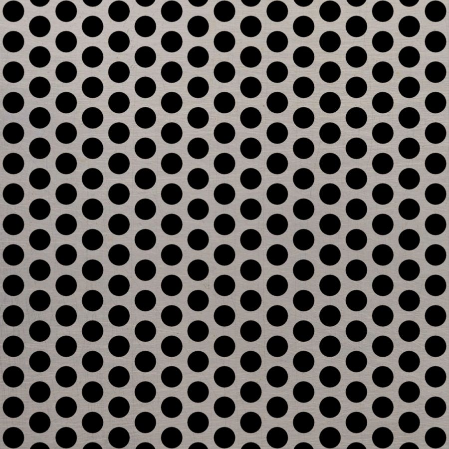 McNICHOLS® Perforated Metal Round, Stainless Steel, Type 304, 16 Gauge (.0625" Thick), 5/16" Round on 7/16" Staggered Centers, 46% Open Area McNICHOLS® Perforated Metal Round, Stainless Steel, Type 304, 16 Gauge (.0625" Thick), 5/16" Round on 7/16" Staggered Centers, 46% Open Area