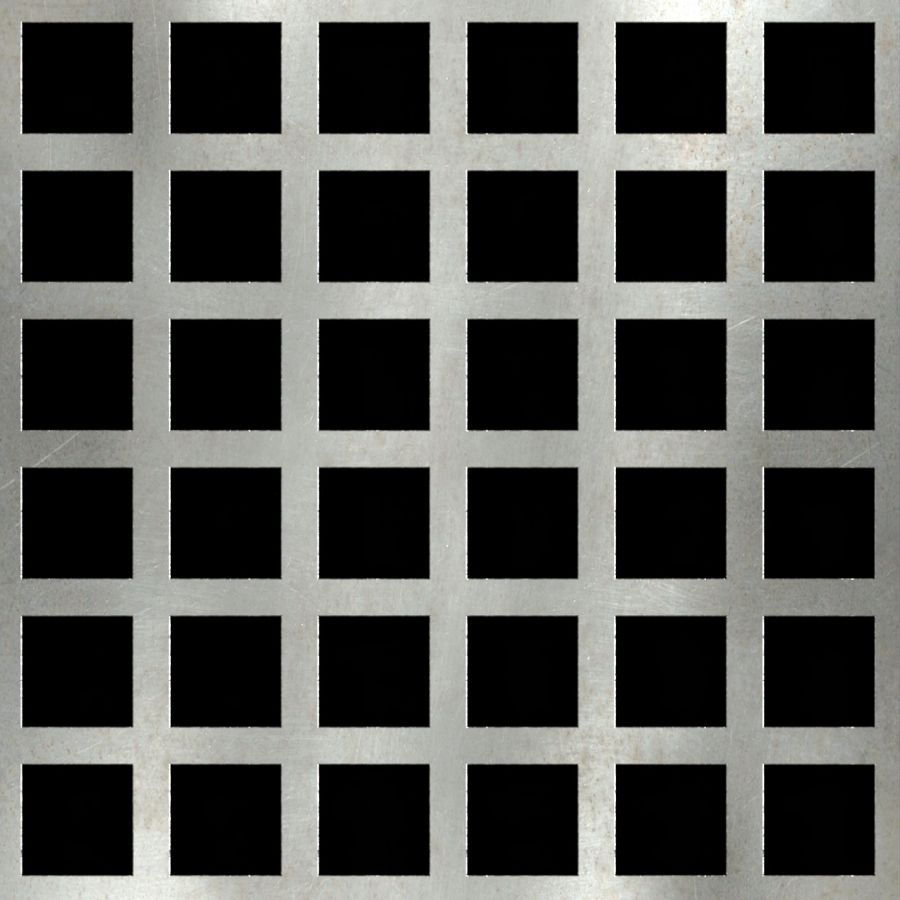 McNICHOLS® Perforated Metal Designer Perforated, Square, LATTICE 2053, Carbon Steel, Cold Rolled, 20 Gauge (.0359" Thick), 1/2" Square on 11/16" Straight Centers, 53% Open Area McNICHOLS® Perforated Metal Designer Perforated, Square, LATTICE 2053, Carbon Steel, Cold Rolled, 20 Gauge (.0359" Thick), 1/2" Square on 11/16" Straight Centers, 53% Open Area