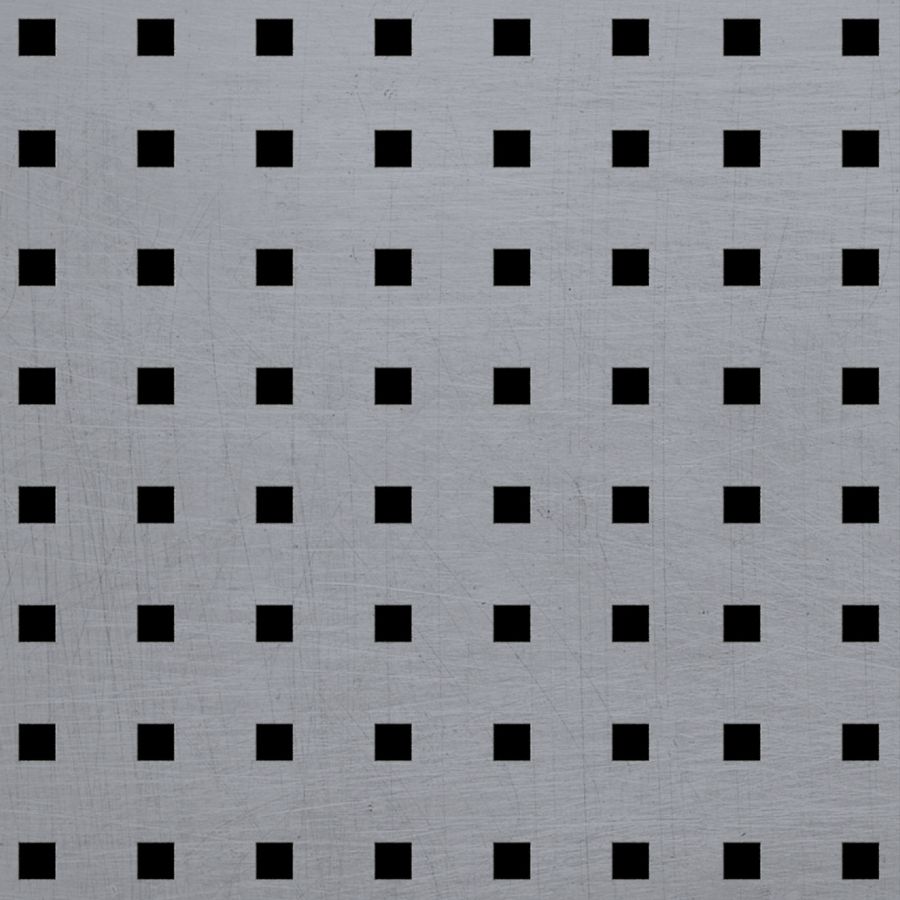 McNICHOLS® Perforated Metal Square, Aluminum, Alloy 5052-H32, .0320" Thick (20 Gauge), 1/4" Square on 3/4" Straight Centers, 11% Open Area
