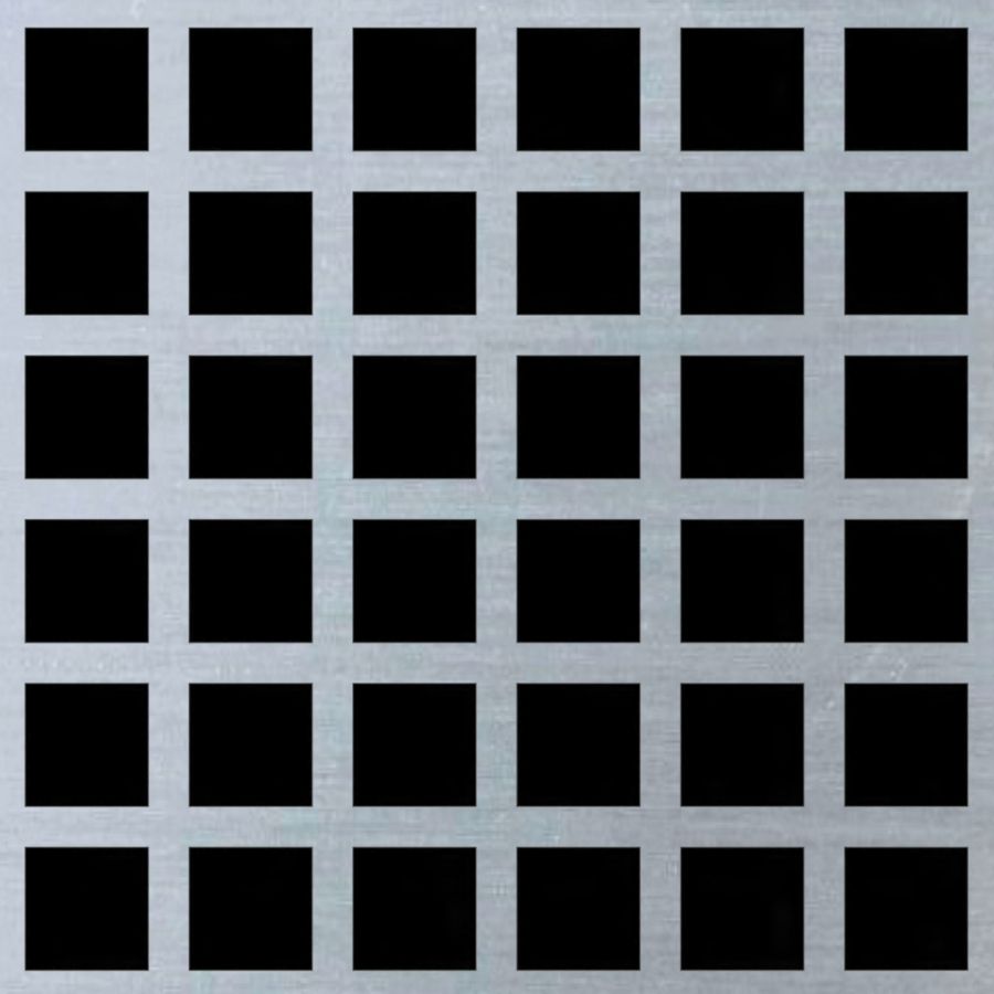 McNICHOLS® Perforated Metal Square, Aluminum, Alloy 3003-H14, .0630" Thick (14 Gauge), 3/4" Square on 1" Straight Centers, 56% Open Area McNICHOLS® Perforated Metal Square, Aluminum, Alloy 3003-H14, .0630" Thick (14 Gauge), 3/4" Square on 1" Straight Centers, 56% Open Area