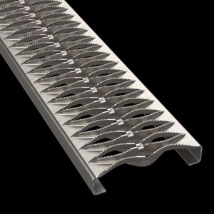 McNICHOLS® Plank Grating Heavy-Duty Plank, GRIP STRUT®, Carbon Steel, HRPO, 10 Gauge (.1345" Thick), 2-Diamond (9-1/4" Width), 2" Channel Depth, Serrated Surface, 34% Open Area