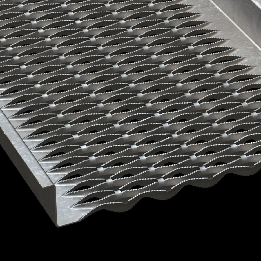 McNICHOLS® Plank Grating Heavy-Duty Walkway, GRIP STRUT®, Galvanized, ASTM A-653 G90, 10 Gauge (.1382" Thick), 6-Diamond (30" Width), 5" Channel Height, Serrated Surface, 43% Open Area McNICHOLS® Plank Grating Heavy-Duty Walkway, GRIP STRUT®, Galvanized, ASTM A-653 G90, 10 Gauge (.1382" Thick), 6-Diamond (30" Width), 5" Channel Height, Serrated Surface, 43% Open Area